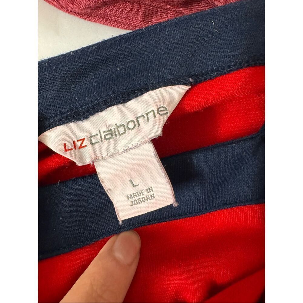 Liz Claiborne Red Top with Navy Trim – Size L - Picture 8 of 8
